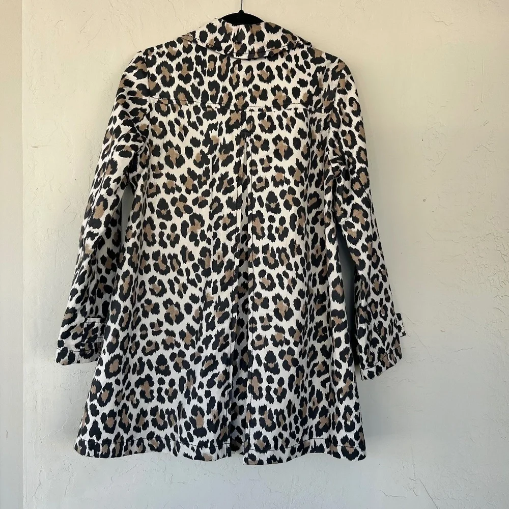 Kate Spade Leopard Print A-line Coat Cotton Blend Size Small Button Up Neutral